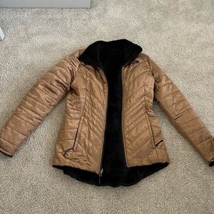 Reversible North Face Gold Puffer/ Black Fur Jacket